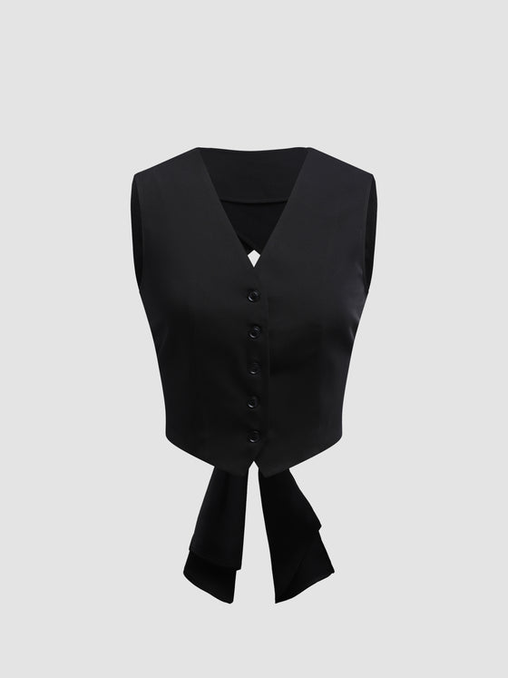 Stylish Backless Vest With Butterfly Bow Tie At Back - Ahaselected