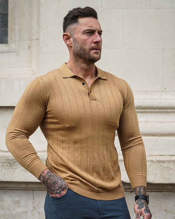 Henley Vertical Pattern Wool Blend Sweater New - Ahaselected