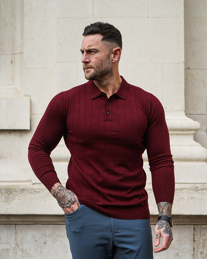 Suéter de mezcla de lana con estampado vertical Henley Nuevo 