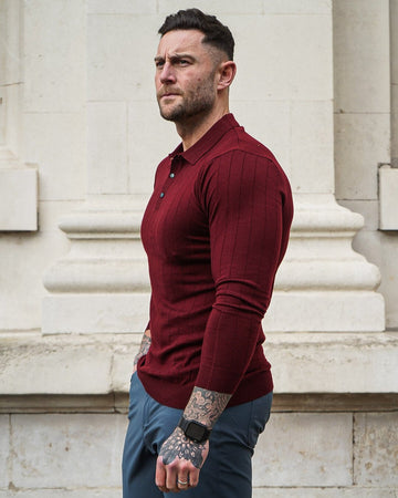 Suéter de mezcla de lana con estampado vertical Henley Nuevo 