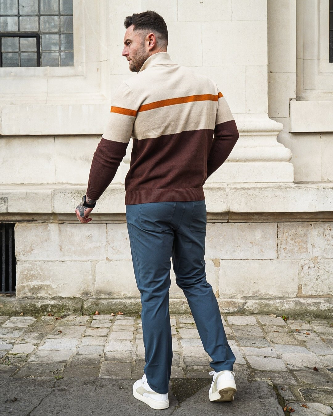 Color-Block Quarter-Zip Sweater New - Ahaselected