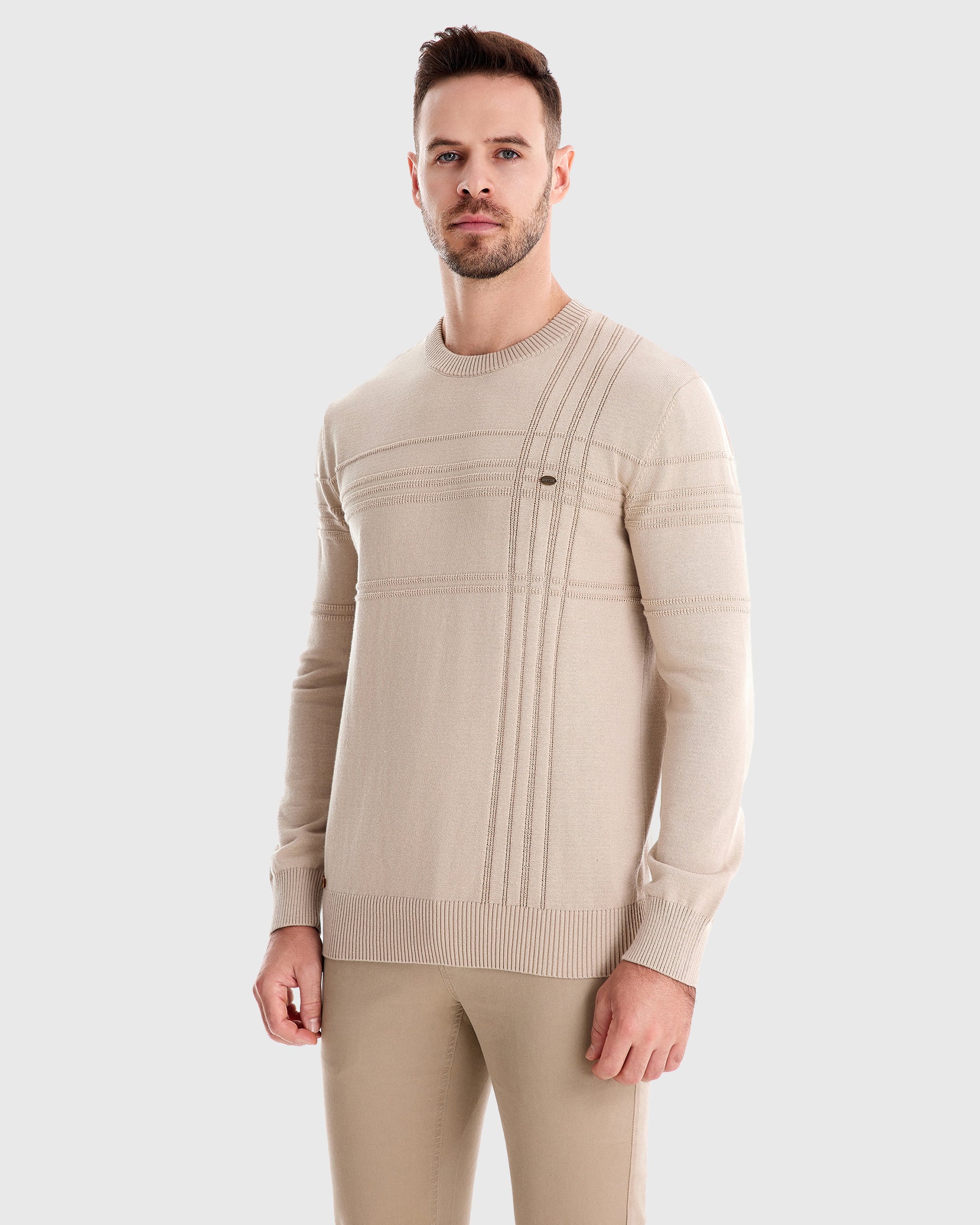 Crosshatch Crew Neck Sweater New - Ahaselected