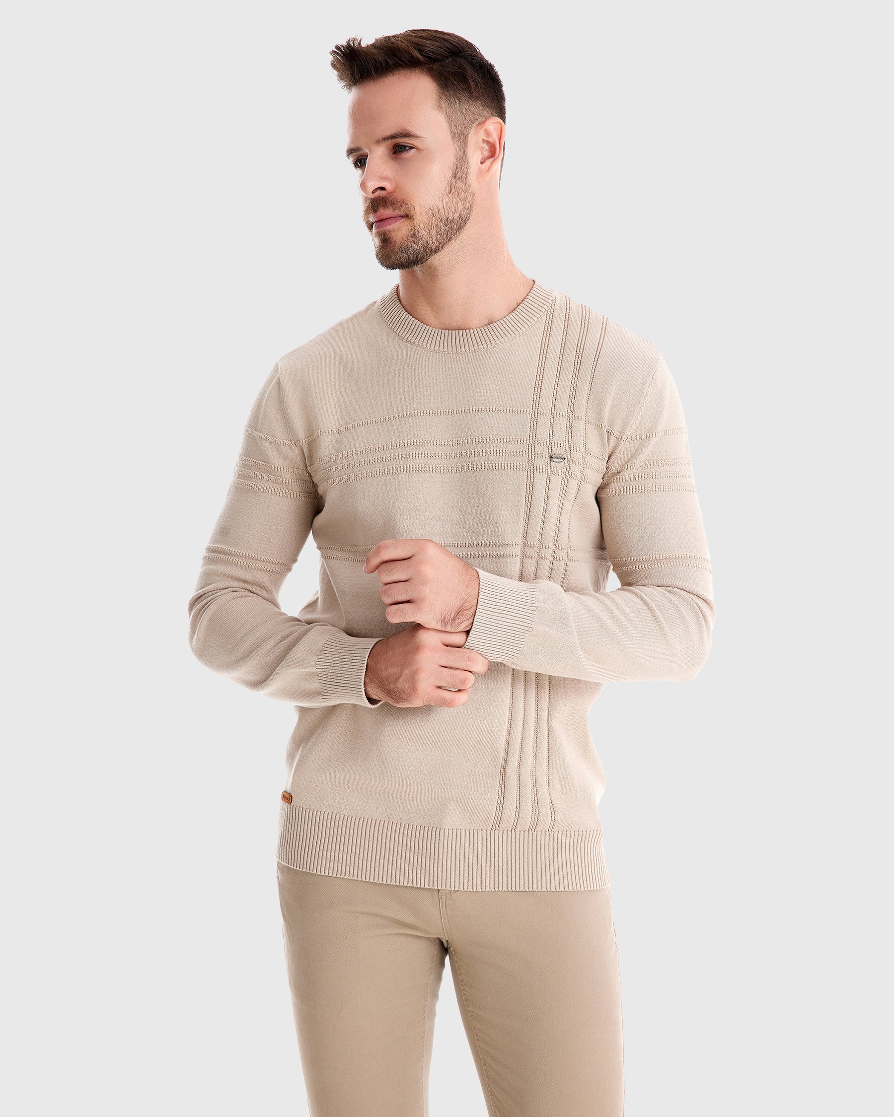 Crosshatch Crew Neck Sweater New - Ahaselected
