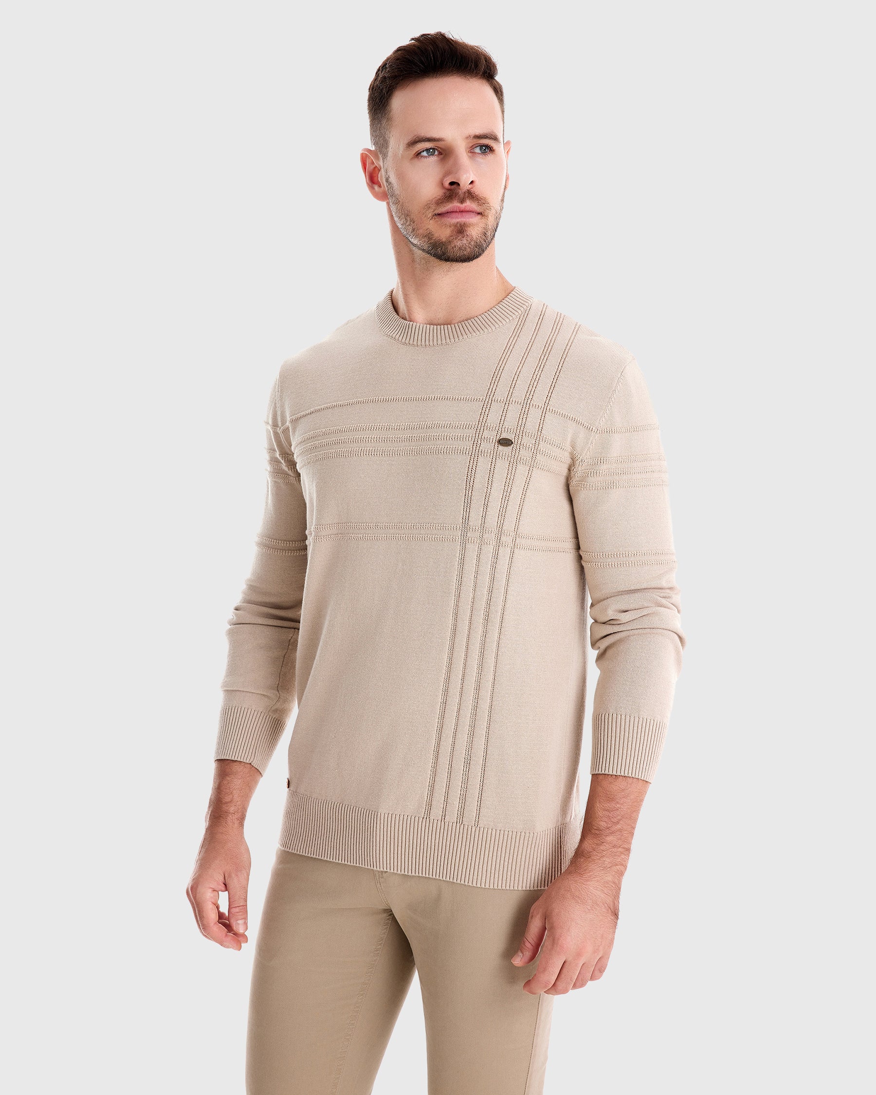 Crosshatch Crew Neck Sweater New - Ahaselected