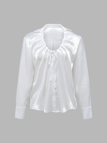 Locker sitzende Bluse mit Rundhalsausschnitt und verstellbarem Kordelzug