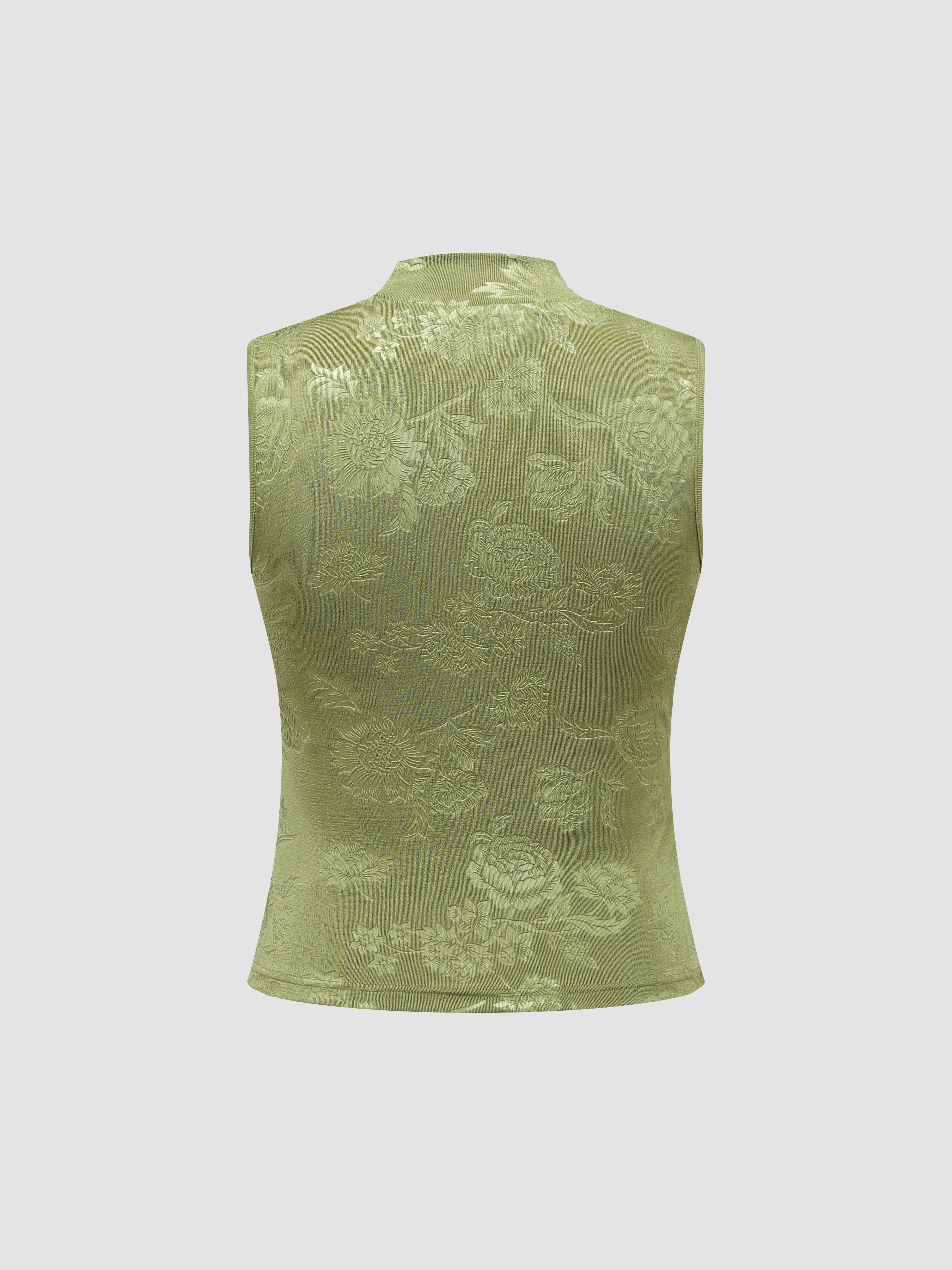 Knitted Embossed Small High-Neck Vest - Ahaselected