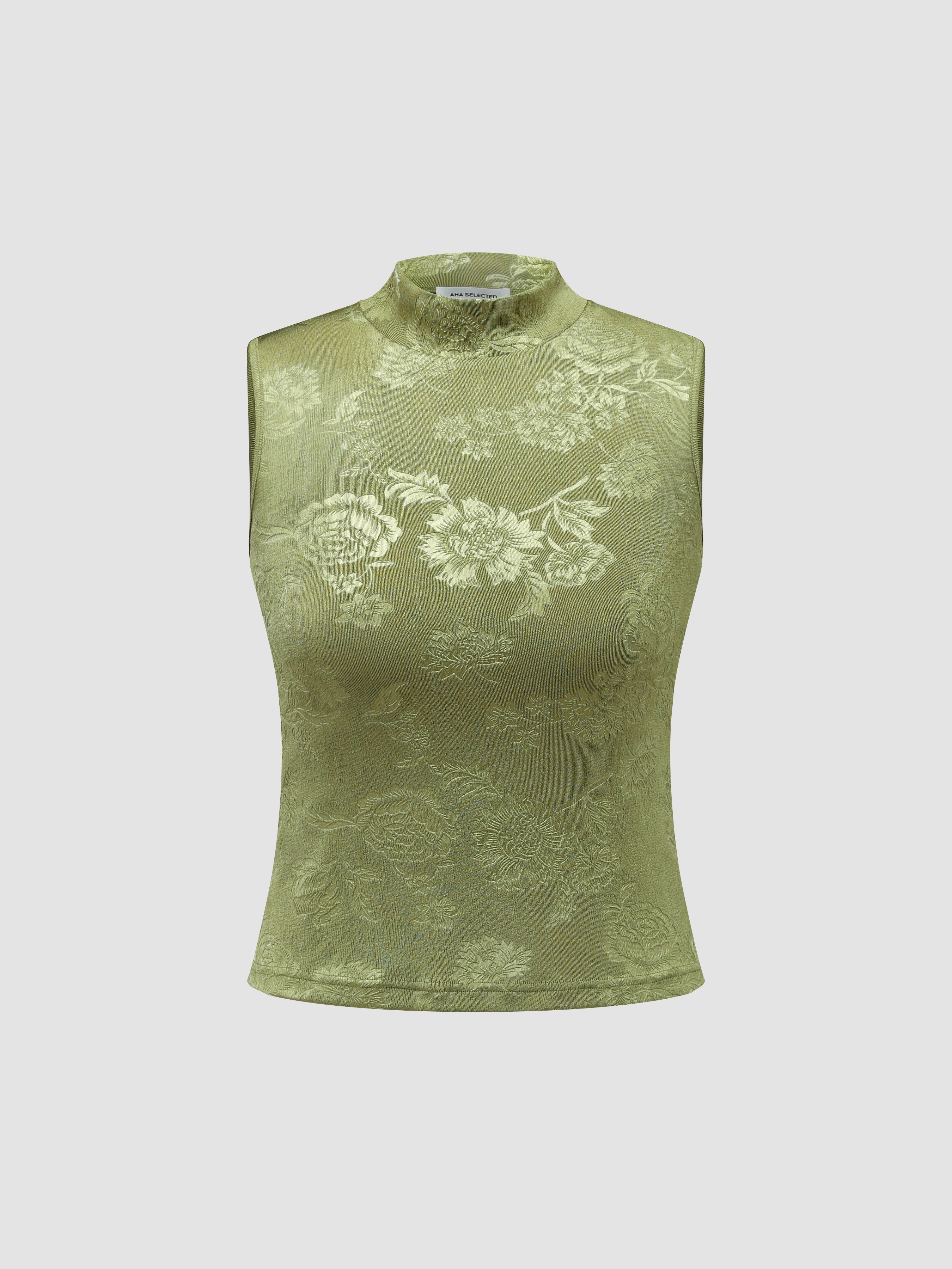 Knitted Embossed Small High-Neck Vest - Ahaselected