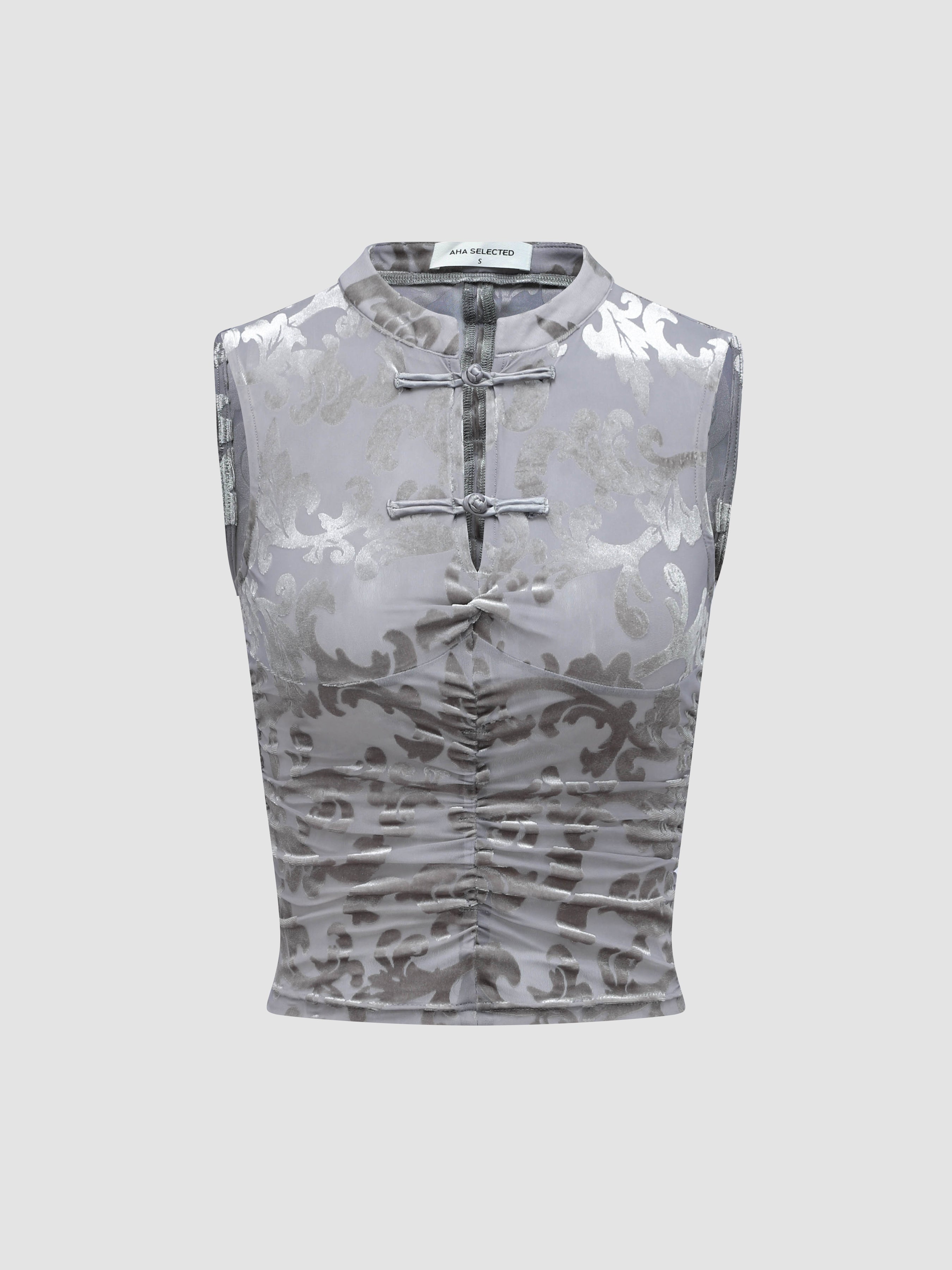 Velvet Stretch Sheer Mock Neck Vest - Ahaselected