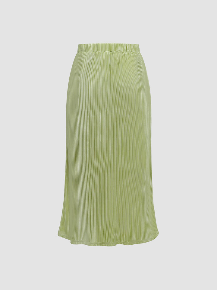 Satin Striped Textured A-Line Skirt