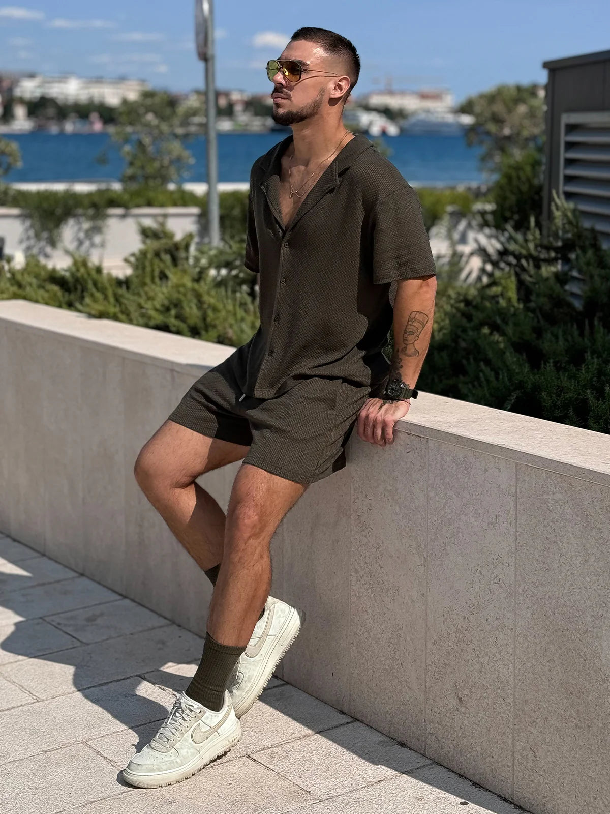 Set: Hawaii-Strickset, Hemd + Shorts, Sand -thumbmail-16