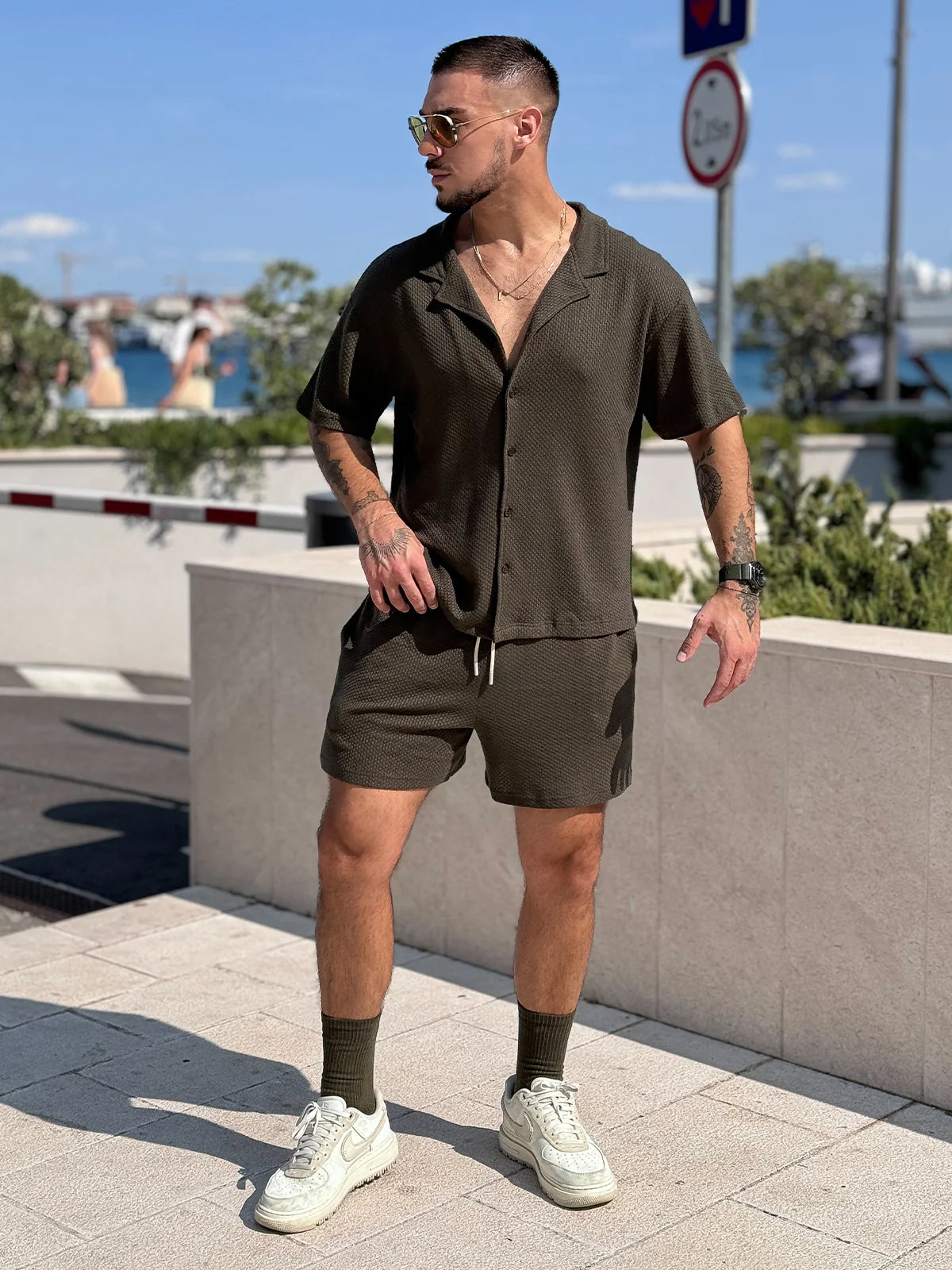 Set: Hawaii-Strickset, Hemd + Shorts, Sand -thumbmail-18
