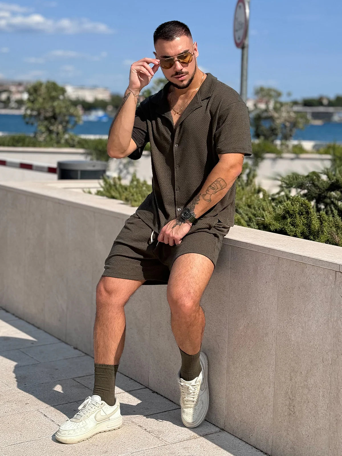 Set: Hawaii-Strickset, Hemd + Shorts, Sand -thumbmail-19