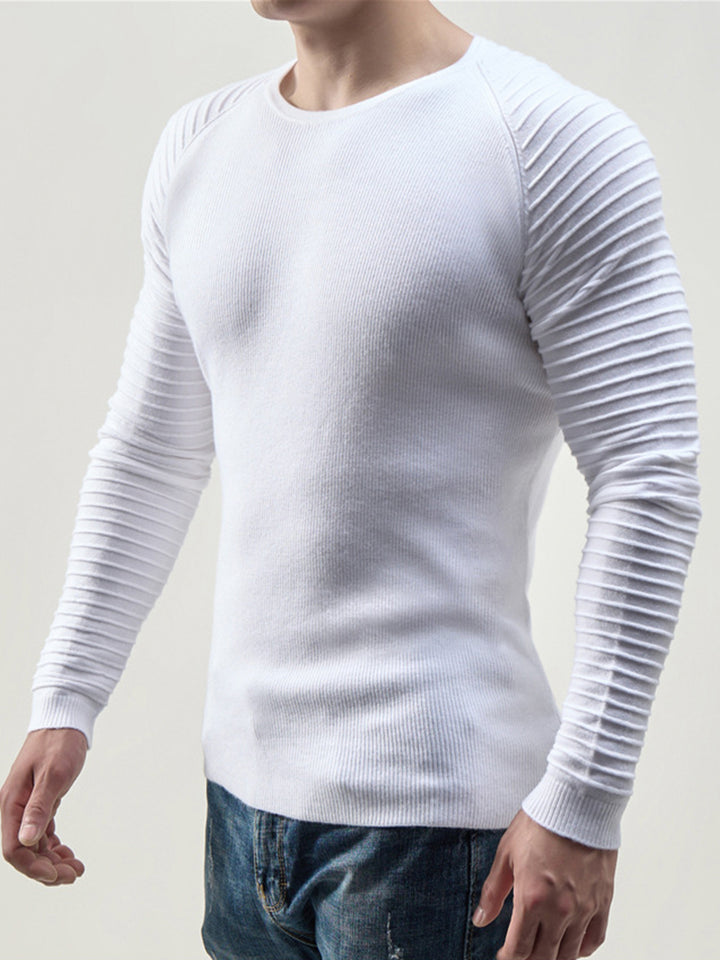 M's Muscle fit Sweater Stripe Sleeve Pullover