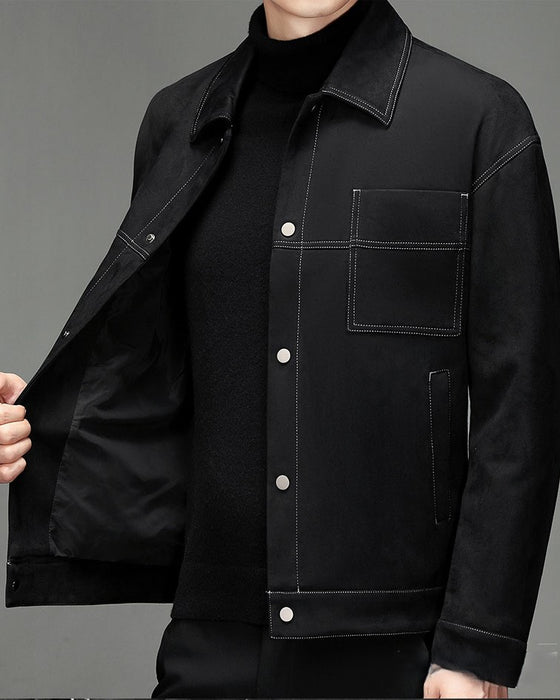 Stitchwork Suede Utility Jacket - Ahaselected