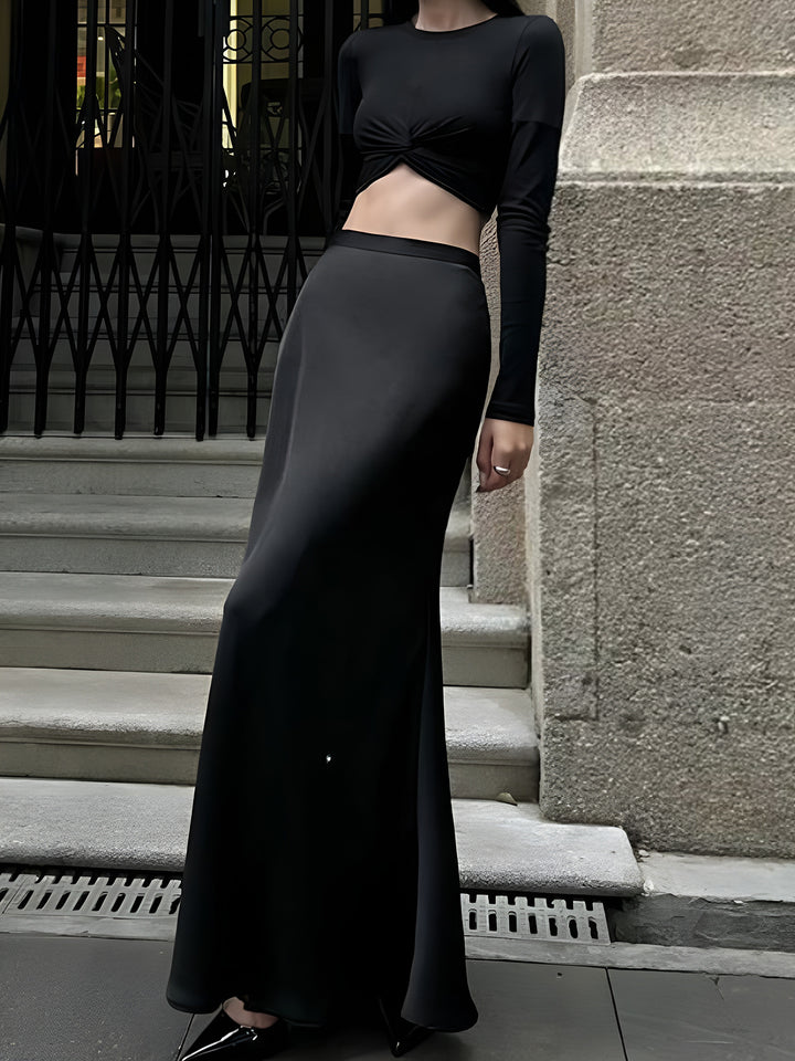 Silky Satin High-Waist Maxi Skirt