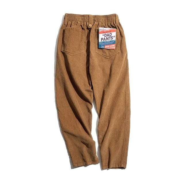 Men's Corduroy Relaxed Fit Straight Pants - Ahaselected