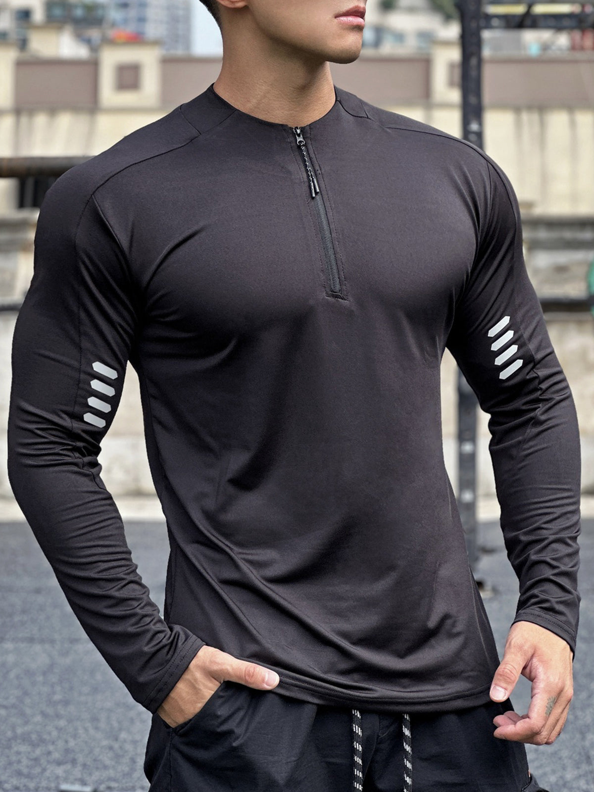 Evolution Half Zip Long Sleeves Shirt Workout Baselayer - Ahaselected