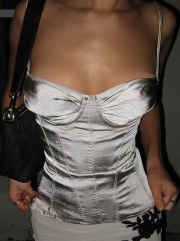 Satin Slinky Square Neck Corset Top