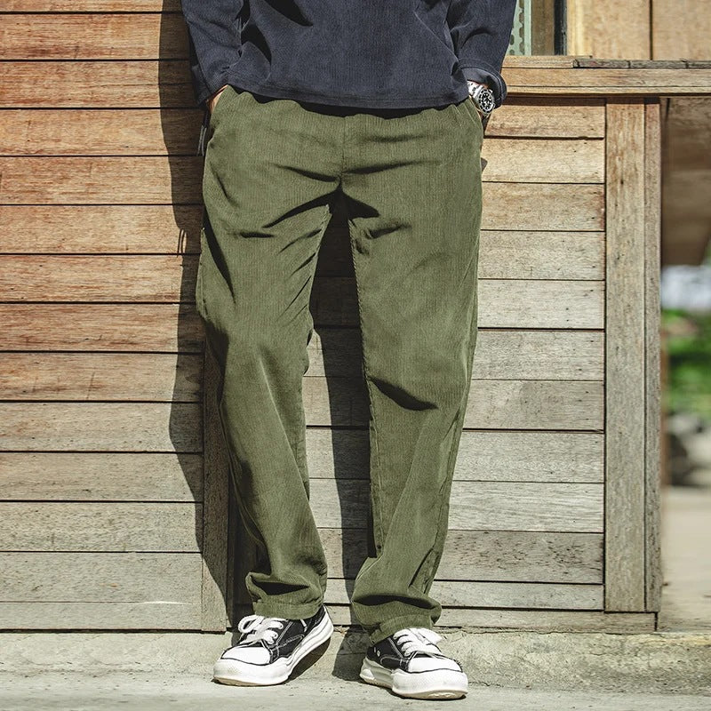 Men's Corduroy Relaxed Fit Straight Pants - Ahaselected