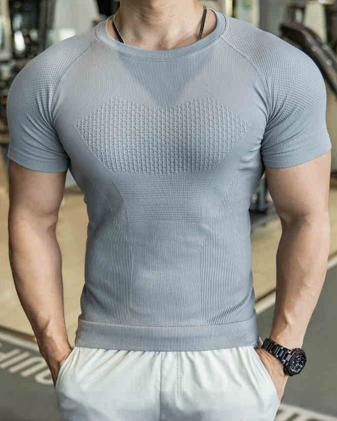 Seamless Quick-Dry Skinny Active Compression Tee New - Ahaselected
