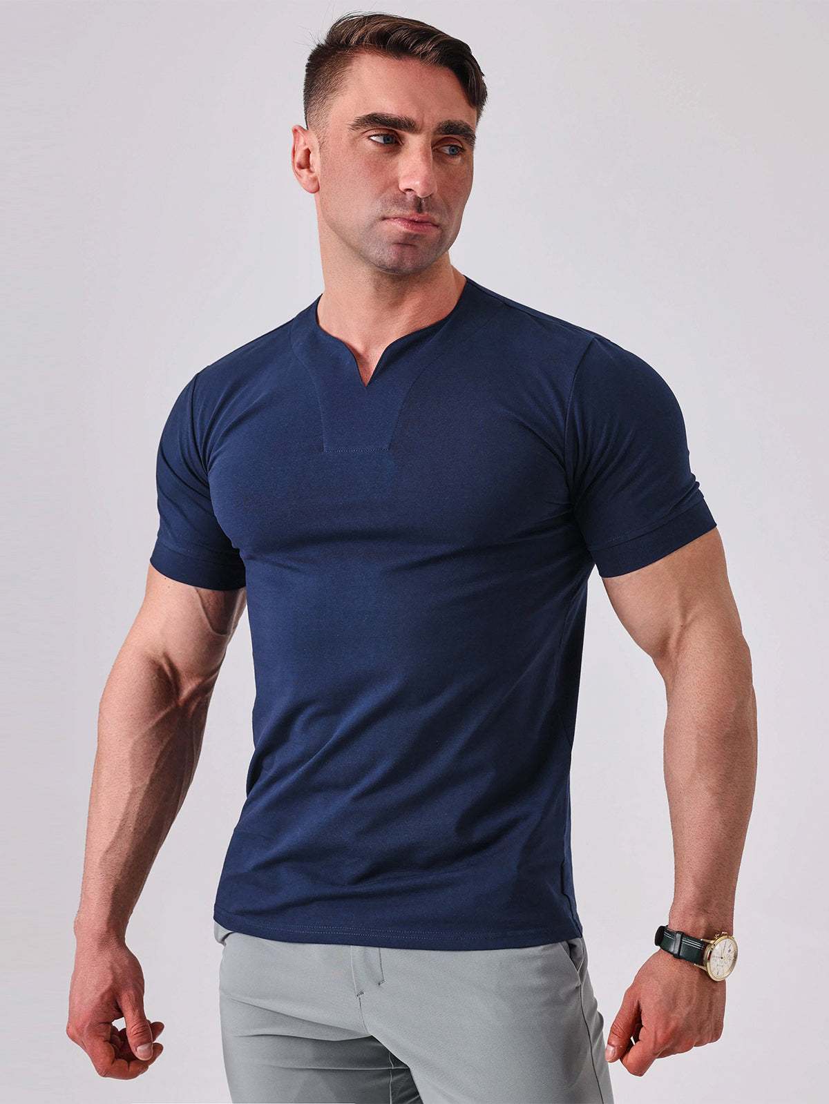 Society Cotton V-neck Short Sleeve - Ahaselected