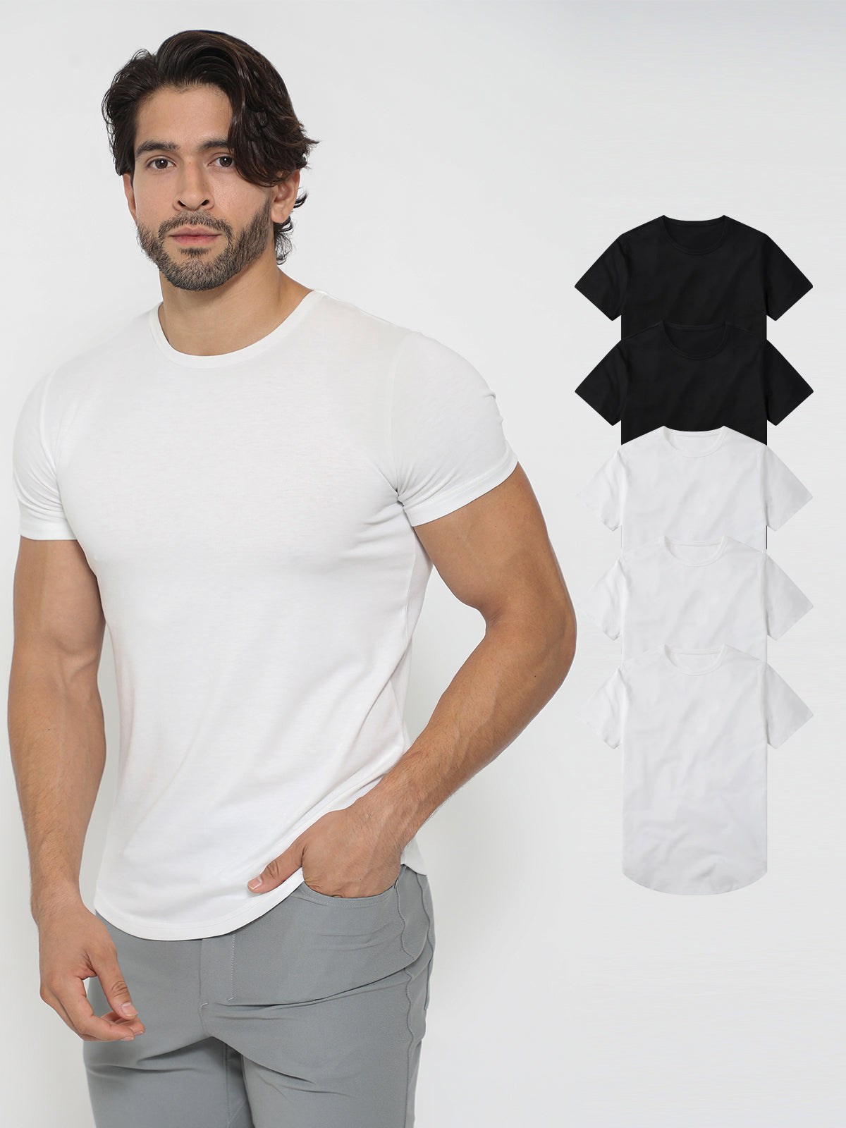 5-Pack All Day Elite Curve-Hem Tee Short Sleeve - Ahaselected
