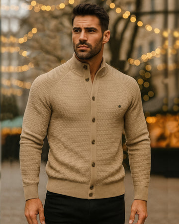 Men's Long Sleeve Stand Collar Cardigan Sweaters