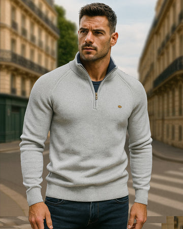 Suéter de cuello alto con cremallera de 1/4 para hombre