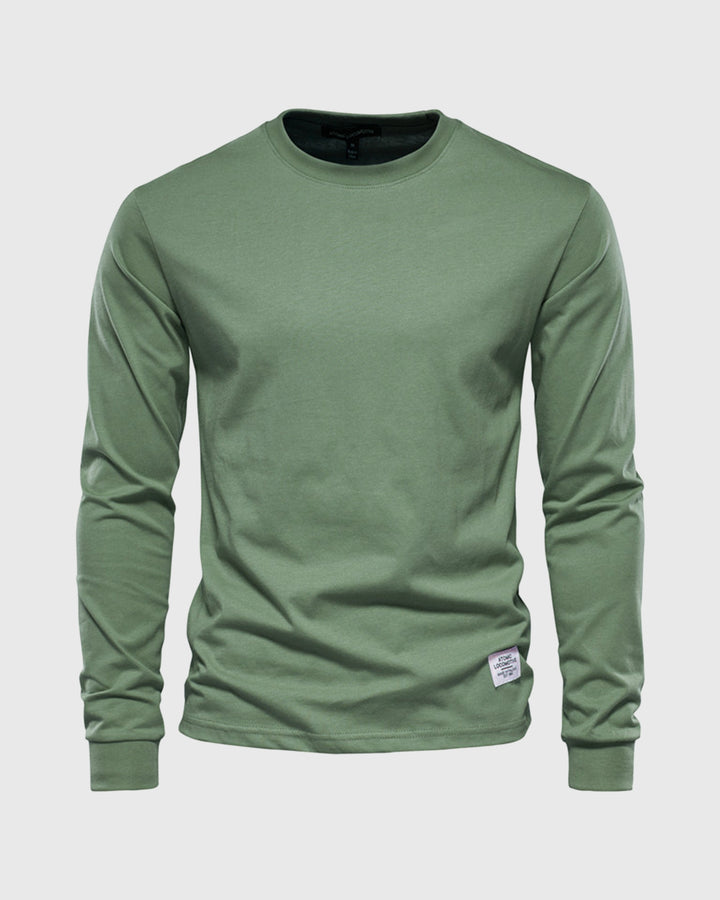 Langärmliges T-Shirt aus Baumwolle mit Rundhalsausschnitt 