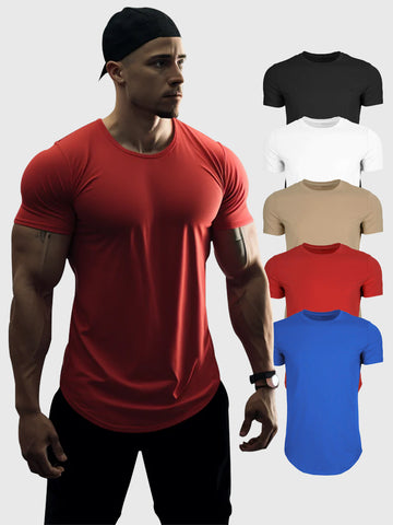 5-Pack Kore Curved Hem T-shirt Muscle Fit Crew Neck