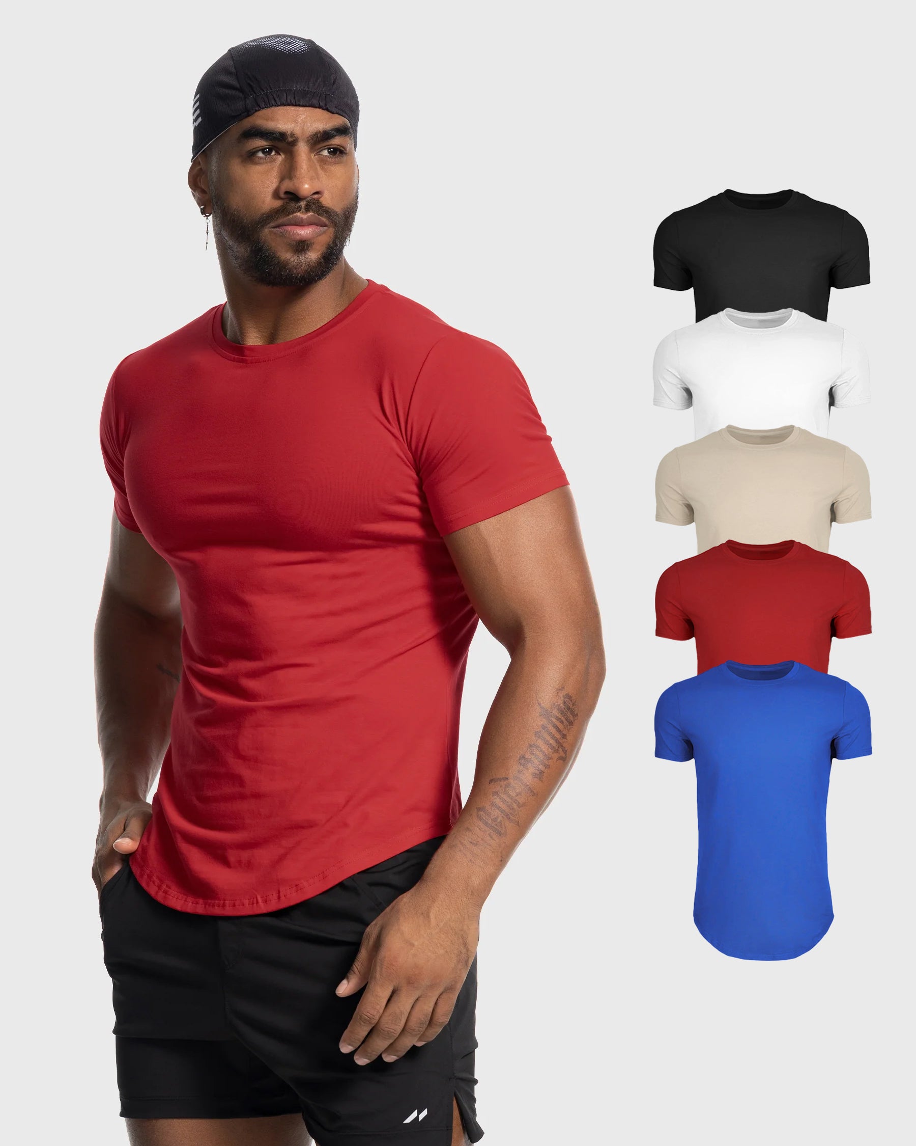 5-Pack Kore Curved Hem T-shirt Muscle Fit Crew Neck - Ahaselected