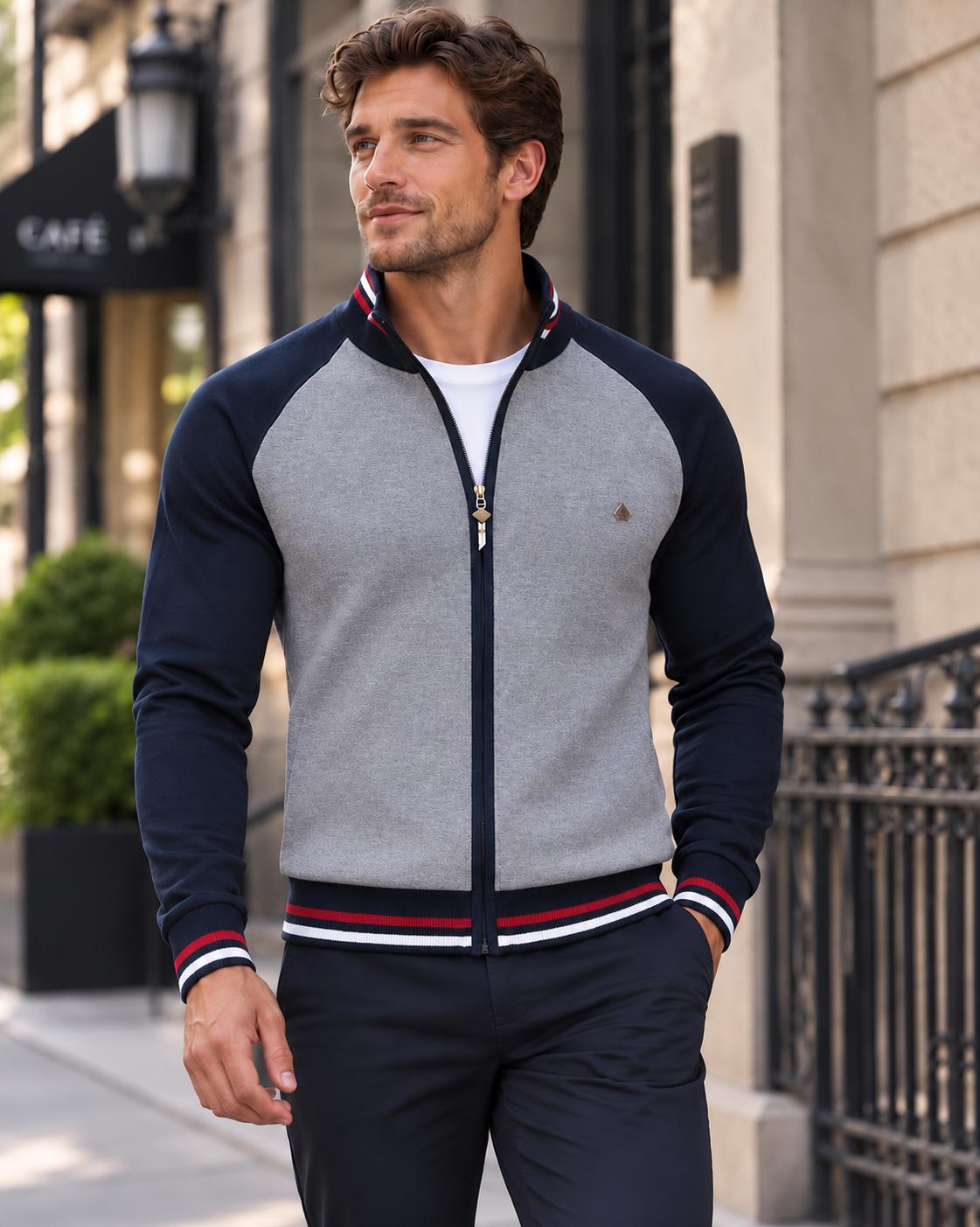 Men’s Colorblock Full-Zip Knit Jacket