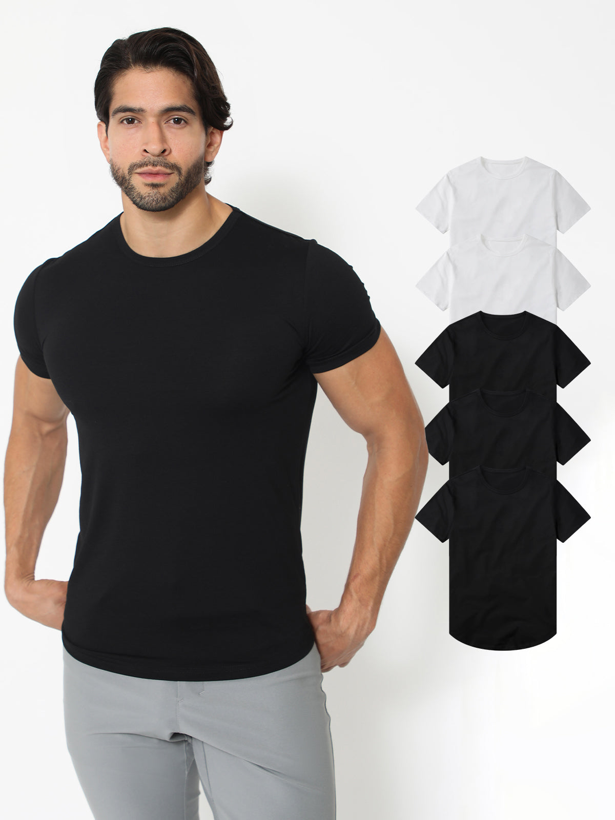 5-Pack All Day Elite Curve-Hem Tee Short Sleeve - Ahaselected
