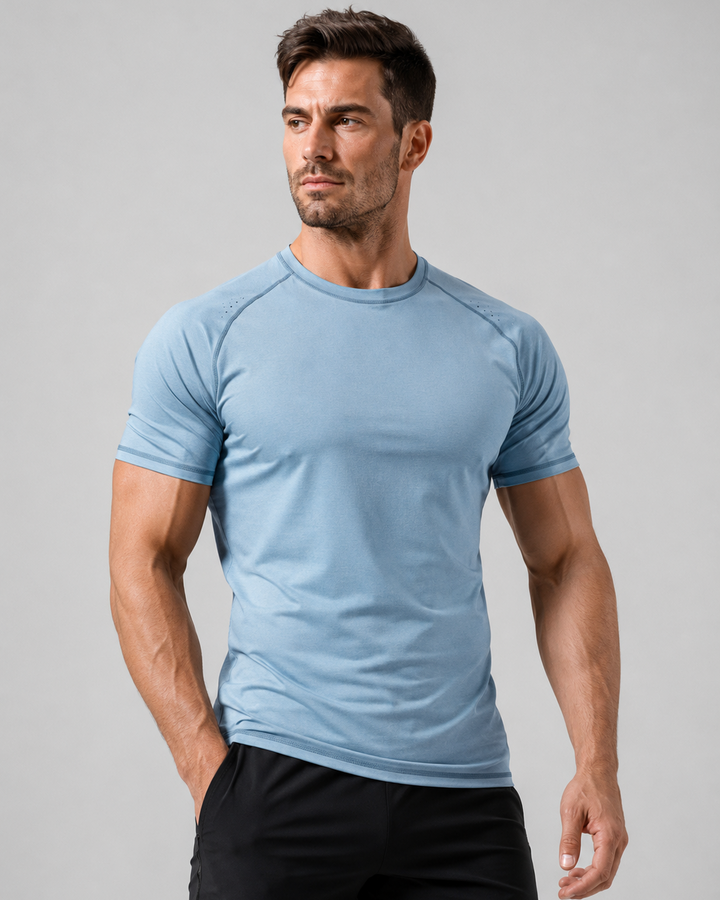 Men’s Laser Perforated Quick-Dry Running T-Shirt