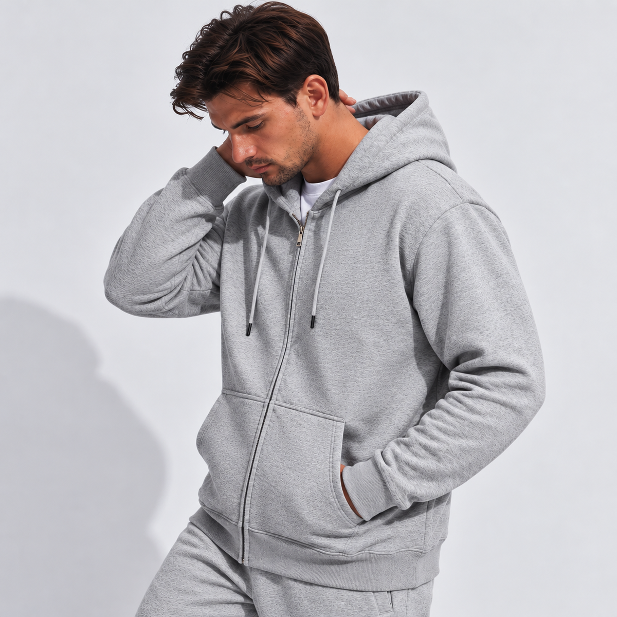 Men's Cotton Blend Relaxed Fit Full-Zip Hoodie-thumbmail-4