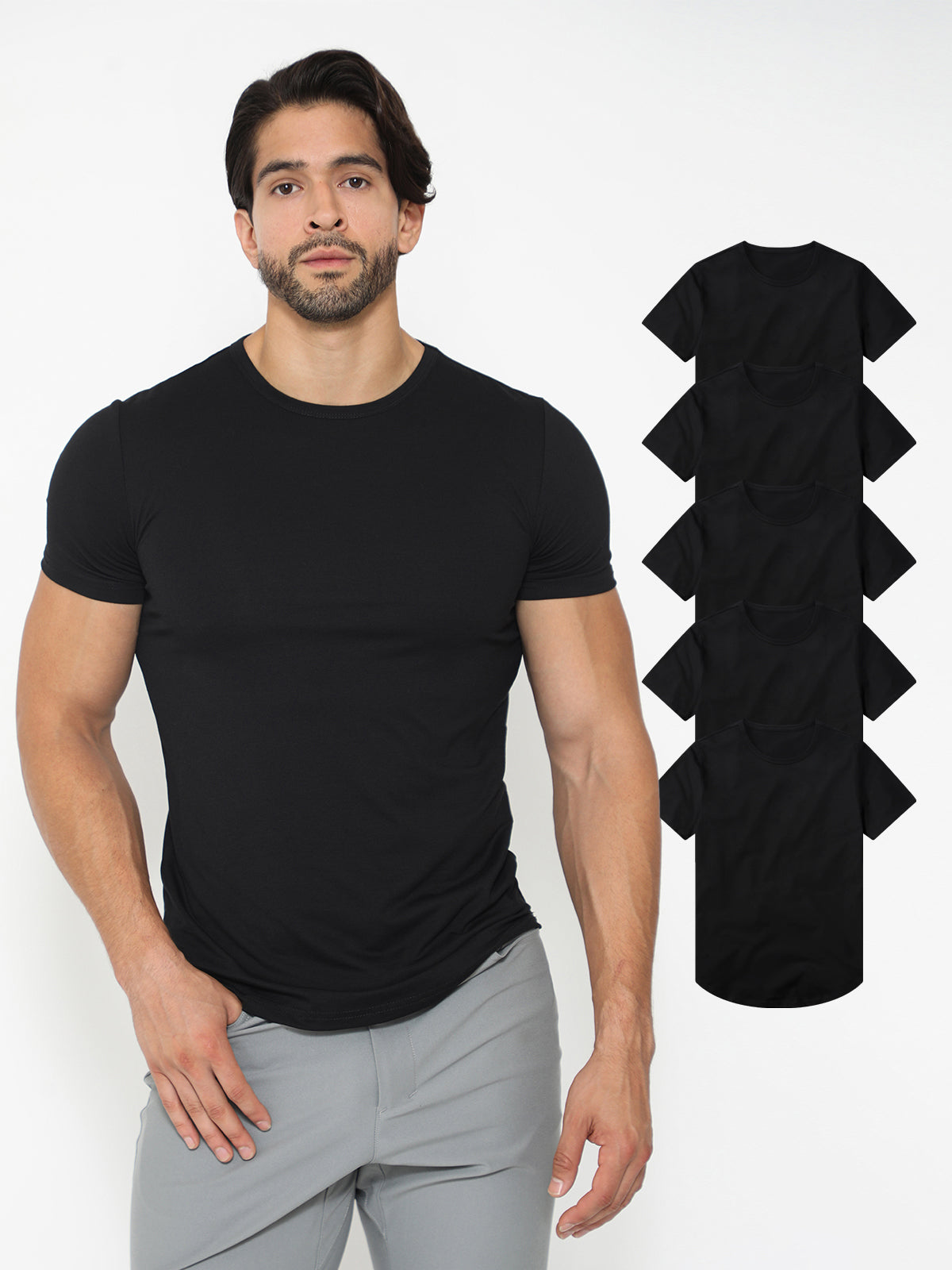 5-Pack All Day Elite Curve-Hem Tee Short Sleeve - Ahaselected