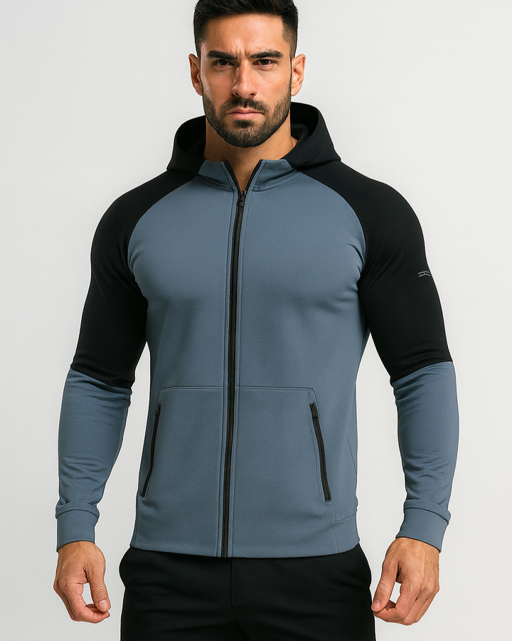 Chaqueta deportiva con capucha y cremallera completa para hombre
