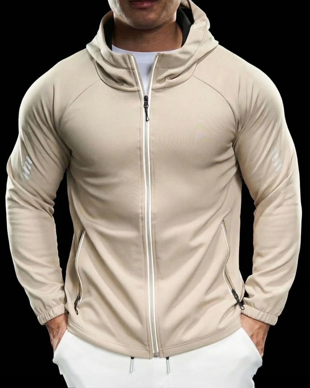 Giacca con cappuccio in soft shell in pile resistente al vento-thumbmail-13