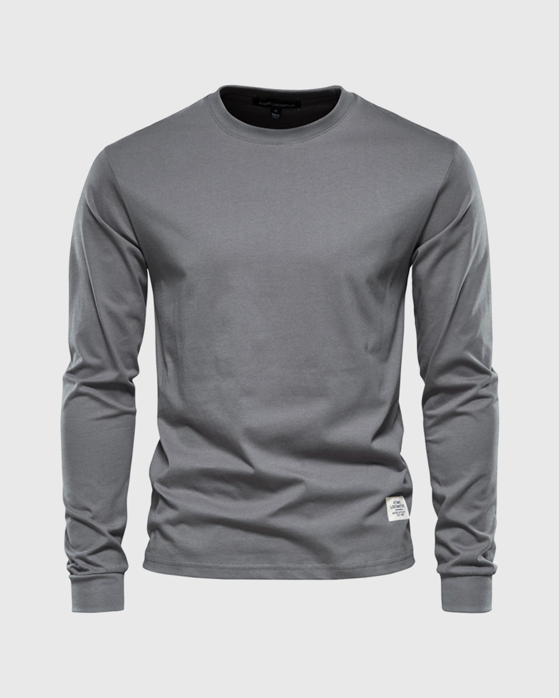 Crew neck Long Sleeve Cotton Premium Basic T-Shirt - Ahaselected