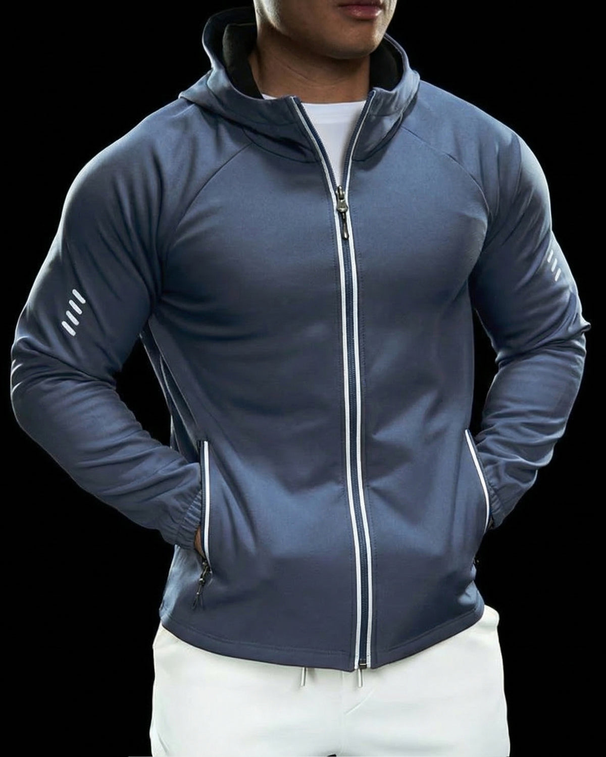 Giacca con cappuccio in soft shell in pile resistente al vento-thumbmail-8