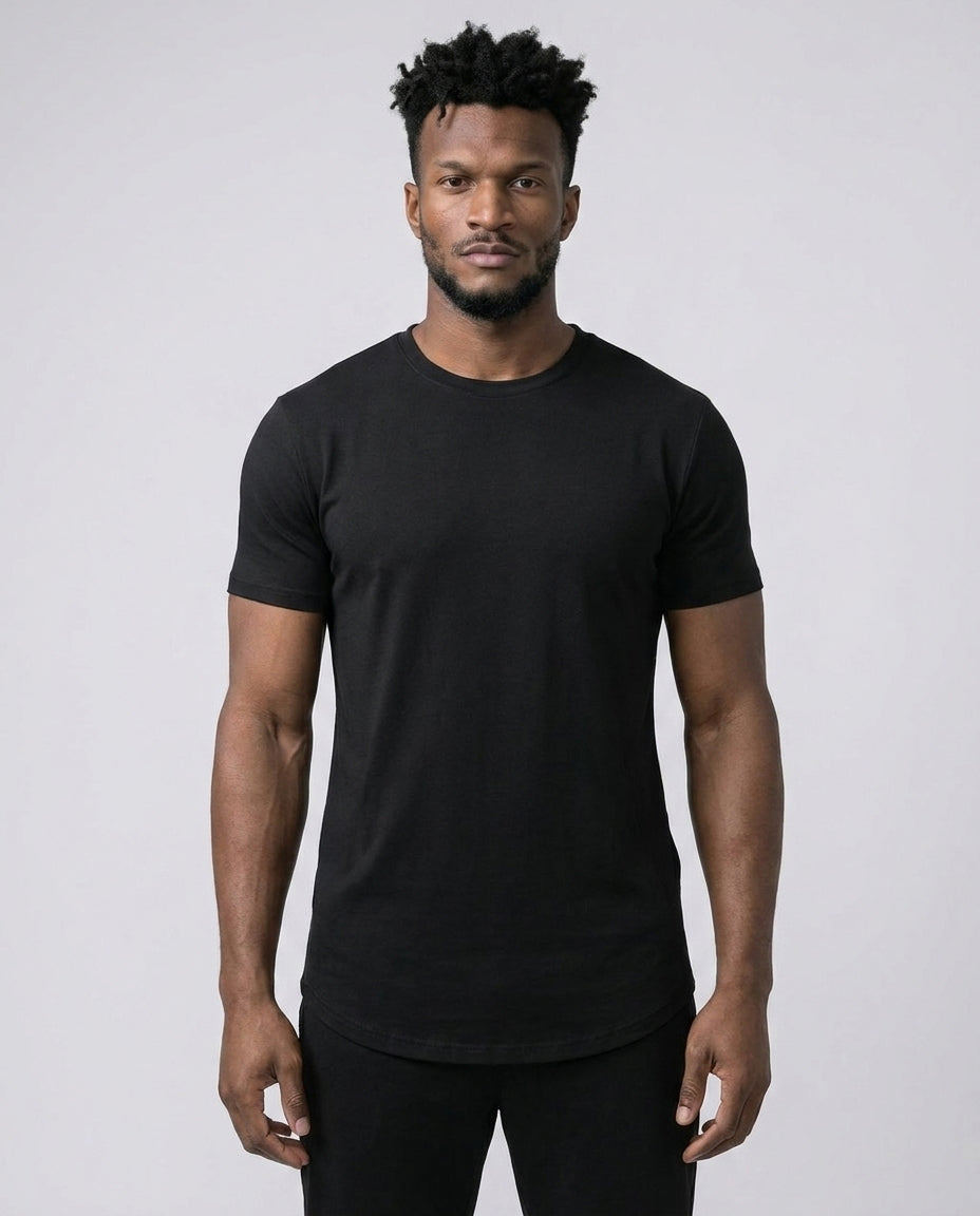 T-shirt muscolare con maniche a girocollo