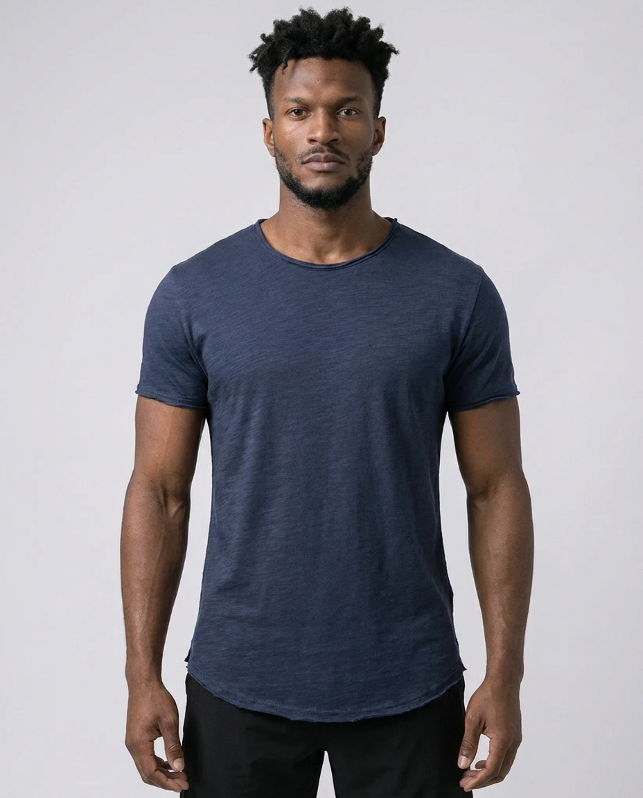 Men’s Slim Fit Slub Cotton Raw Edge Tee