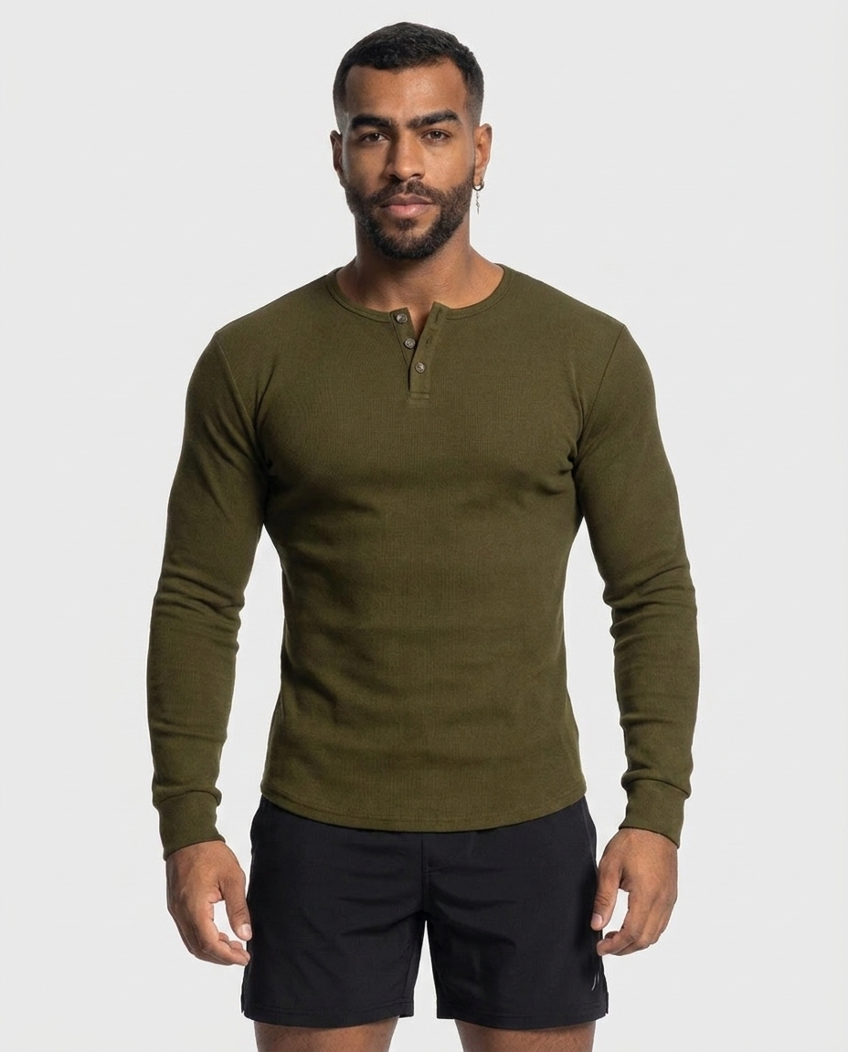 T-shirt Henley à manches longues avec ourlet incurvé en maille côtelée-thumbmail-25