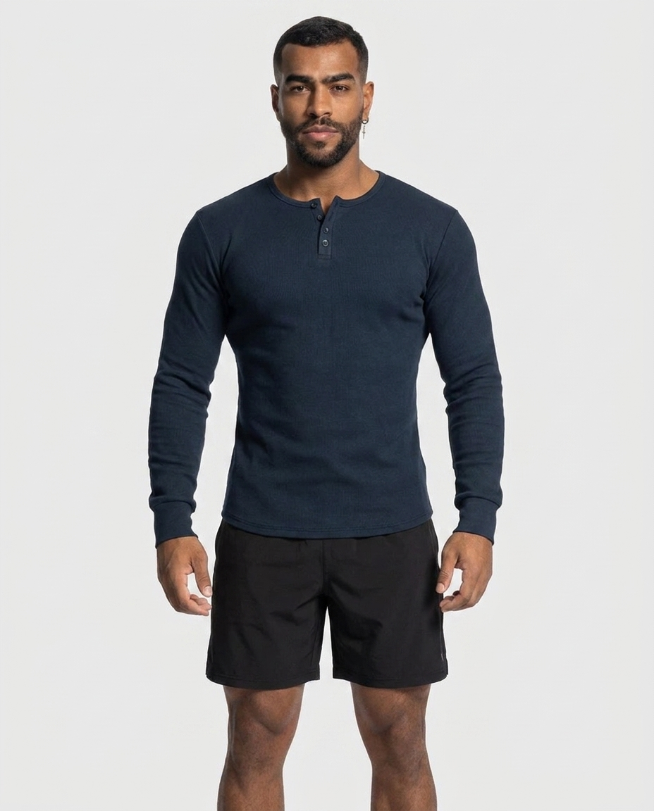 T-shirt Henley à manches longues avec ourlet incurvé en maille côtelée-thumbmail-26