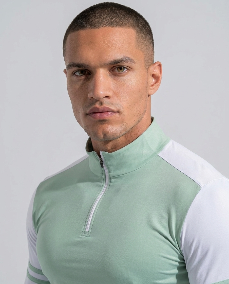 Maglia a maniche lunghe con mezza cerniera e righe bicolore Staycool-thumbmail-5
