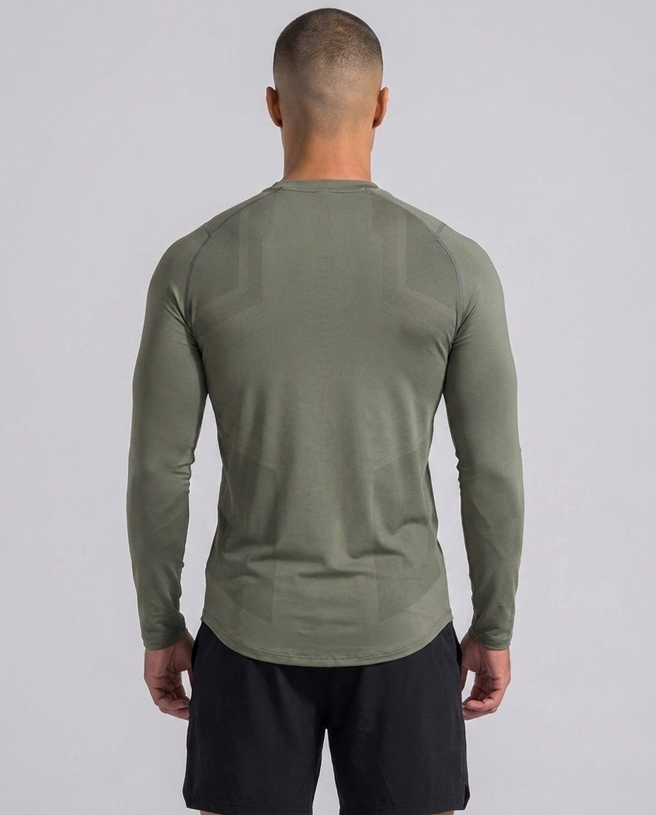 Maglia a maniche lunghe Performance riflettente a girocollo, ad asciugatura rapida