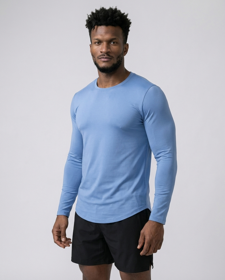 Camiseta de manga larga con cuello redondo y corte ajustado 