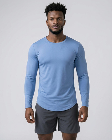 Camiseta de manga larga con cuello redondo y corte ajustado 