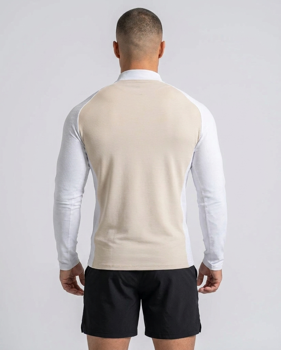 Pullover a mezza zip con spalla tagliata a maniche lunghe nuovo-thumbmail-3