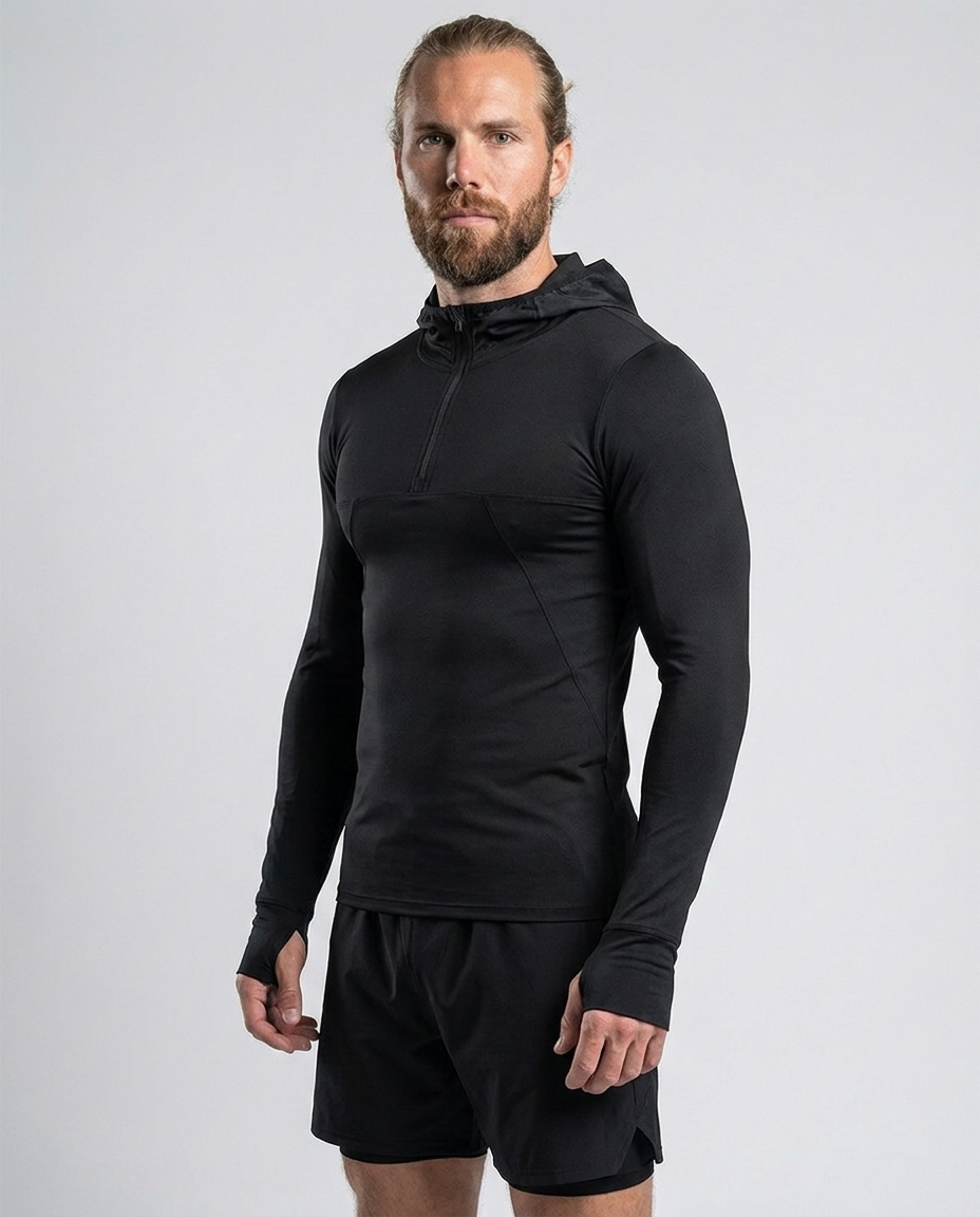 Langarm-Active-T-Shirt mit Kapuze für Herren